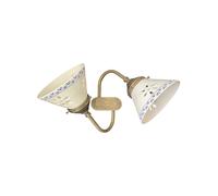 Applique lampada plafoniera parete o soffitto ottone e Ceramica BLU a 2 luci E14