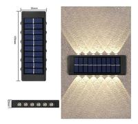 APPLIQUE LAMPADA SOLARE 8/10/12 LED MURO PARETE IP65 BIDIREZIONALE SWITCH luce