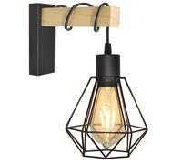 Applique Lanterna da Parete Attacco E27 Portalampada Legno Vintage Country IP20