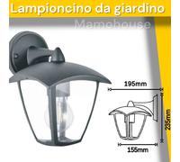 Applique lanterna da parete x giardino facciate lampada da muro Nera E27 IP44