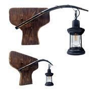 Applique Lanterna Vintage Rustico Retrò Da Parete E27 Per Interno legno Metallo [EEK: A++]