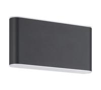 Applique Larga Esterno Moderna Grutti Alluminio Grigio Policarbonato Trasp Led
