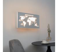 Applique LED 13W CCT da 3000K a 6500K design planisfero ferro bianco 28,5x16cm