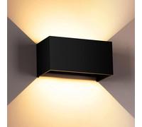 Applique led 24 w lampada da parete doppia emissione luce calda 3000k nero [EEK: A]