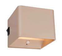 Briloner Applique a LED ricaricabile Barro, beige, larghezza 8 cm, metallo, sensore Briloner