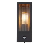 Applique LED con rilevatore di movimento Applique da esterno in vetro con sensore nero, metallo, 1x E27 LED bianco caldo, LxLxH 15,4x12x32 cm