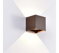 Applique LED cubo da esterno, Impermeabile IP65, Potenza 20W LED, Flusso luminoso 2000 lumen, Fascio di luce regolabile, Ideale per illuminare il balcone, muro, parete esterna, Hotel (3000K, Corten)