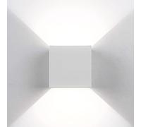 Applique led cubo impermeabile da interno ed esterno lampada da parete a muro in alluminio da 22w 2000 lumen led con angolo luce regolabile up down bianco moderno led (Bianco - Bianco freddo 6000K)