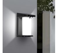 Applique LED da Esterno a Parete con Pannello Solare Effetto IP54 Modalità Luminosità Regolabile Ideale per Decorazione (Luce fredda con sensore movimento)