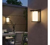Applique LED da Esterno a Parete con Pannello Solare Effetto Up&Down Modalità Luminosità Regolabile Ideale per Decorazione (luce calda con sensore movimento)