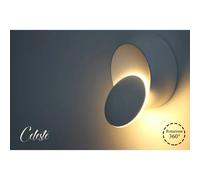 Applique Led Da Parete Celeste 5W Carcassa Bianca Rotondo Bianco 4000K Orientabi