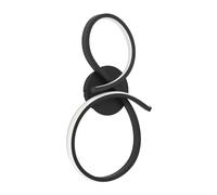 EGLO Serpins Lampada da parete a LED per interni, curva, per soggiorno, in metallo nero e plastica bianca, luce bianca calda, 20,5 x 40 cm