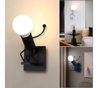 Applique LED forma omino che salta attacco E27 alluminio bianco/nero 20x12cm