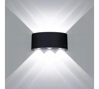 APPLIQUE LED LUCE BIANCA 6500K LAMPADA 16 W 6 COB DA PARETE ESTERNO INTERNO NERO [EEK: A]