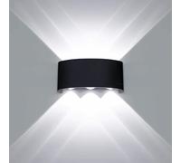 Applique led luce bianca 6500k lampada 16 w 6 cob da parete faretto nero [EEK: A+++]