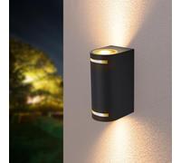 Applique led luce calda lampada da parete muro 2 x faretto 8 w gu10 ip54 nero