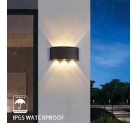 APPLIQUE LED LUCE NATURALE 4000K LAMPADA 16 W 6 COB DA PARETE IP65 NERO [EEK: A]