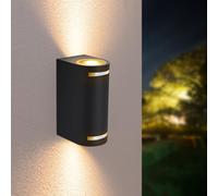Applique led luce naturale lampada da parete muro 2 x faretto 8 w gu10 ip54 nero