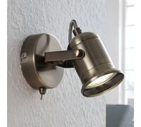 Applique Lindby Anze, 10 m, ottone antico, interruttore LINDBY