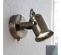 Applique Lindby Anze, 10 m, ottone antico, interruttore LINDBY