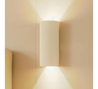 Applique Lindby Colja, rotonda, altezza 30,5 cm, gesso, beige LINDBY