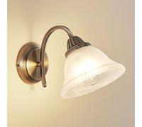 Applique Lindby Mialina, 20 cm, ottone antico, metallo, vetro LINDBY