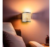 Applique Lindby Yaelle, altezza 20 cm, rattan, nero, E27 LINDBY