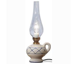 Applique Lume una Luce in materiale Ceramica decoro artigianale POMPEI CLASSIC Dimensioni 15x15x h 35 cm peso 1,1 kg - Attacco Lampada E27 blu