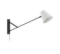 Eglo Forcadet - Lampada da parete, applique per interni con braccio orientabile, lampada per il corridoio in metallo nero e tessuto grigio, lampada da lettura orientabile con attacco E27