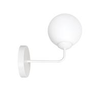 Applique Moderna 1 Luce Nezha In Acciaio Bianco E Sfera In Vetro Opale