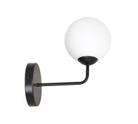 Applique Moderna 1 Luce Susanoo In Acciaio Nero E Vetro A Sfera Bianco [EEK: A++]