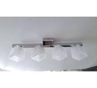 Applique Moderna Da Parete Soffitto Specchio 4 Luci In Vetro Bianco Cromata