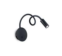 IDEAL LUX Lampada da parete Focus 2 AP – da lettura flessibile – LED 3,5W 3000K luce calda Nero