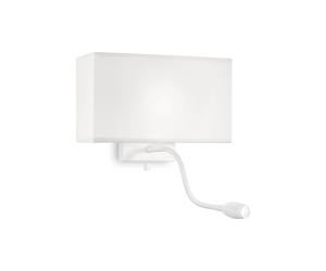 Applique Moderna Hotel Metallo Bianco 2 Luci E27+Led 1,5W