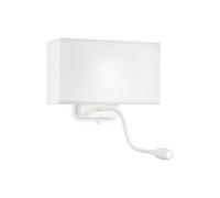 Applique Moderna Hotel Metallo Bianco 2 Luci E27+Led 1,5W [EEK: A++]