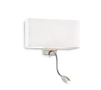Applique Moderna Hotel Metallo Bianco E Cromo 2 Luci E27+Led 1,5W