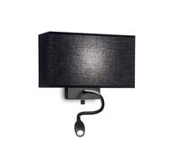 Applique Moderna Hotel Metallo Nero 2 Luci E27+Led 1,5W [EEK: A++]