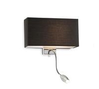 Applique Moderna Hotel Metallo Nero E Cromo 2 Luci E27+Led 1,5W