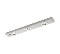 Eglo Kob LED Lampada sottopensile da cucina a 3 luci in metallo argentato, lampada da cucina con interruttore a bilanciere, lampada da cucina a LED bianco caldo