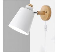 Applique Moderna, Lampada da Parete Edison E27, faretti da Parete con Spina e Interruttore ON/off, luci da Lettura da Comodino in Legno Regolabili, Applique per Camera da Letto, Soggiorno, uffici