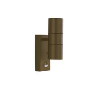 Applique Moderna Metro Acciaio Marrone Vetro 2 Luci Gu10 Con Sesnore