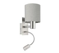 Applique Moderna Pasteri Acciaio Nichel Satinato Stoffa Tortora Luce E27 Ip20