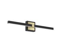 Eglo Peguera - Lampada da parete a LED, lampada per specchio dritta per bagno, in metallo nero e ottone, colore luce bianco caldo, IP44, 60 cm