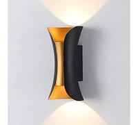 Applique Moderna per Interni ed Esterni, IP65, Impermeabile, Lampada da Parete, Luce Calda su e Giù, per Bar, Comodino, corridoio, Giardino, Veranda, Nero, 20 x 10 cm