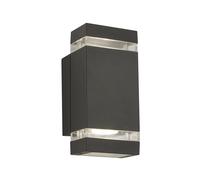 Applique Moderna Sheffield Alluminio Grigio Policarbonato 2 Luci Gu10