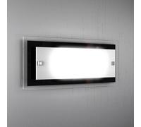 Applique Moderna Tray Metallo Bianco Vetro Nero 2 Luci E27 [EEK: A++]