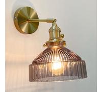 Applique Moderne da Parete Lampada da Parete per Interni Applique in Ottone per Comodino Paralume A Righe Lampada da Parete in Vetro Lampada Nordica in Vetro Regolabile A 180° con Interruttore On/of