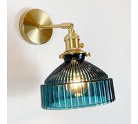 Applique Moderne da Parete Lampada da Parete per Interni Applique in Ottone per Comodino Paralume A Righe Lampada da Parete in Vetro Lampada Nordica in Vetro Regolabile A 180° con Interruttore On/of