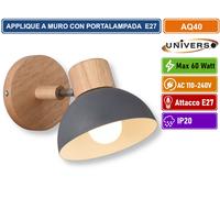 APPLIQUE MODERNO DA PARETE CON PARALUME ORIENTABILE PORTALAMPADA LAMPADINE E27