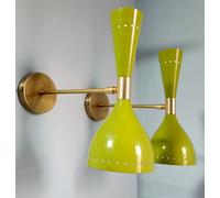Applique moderno ottone verde metà secolo stile moderno Stilnovo lampada da p...